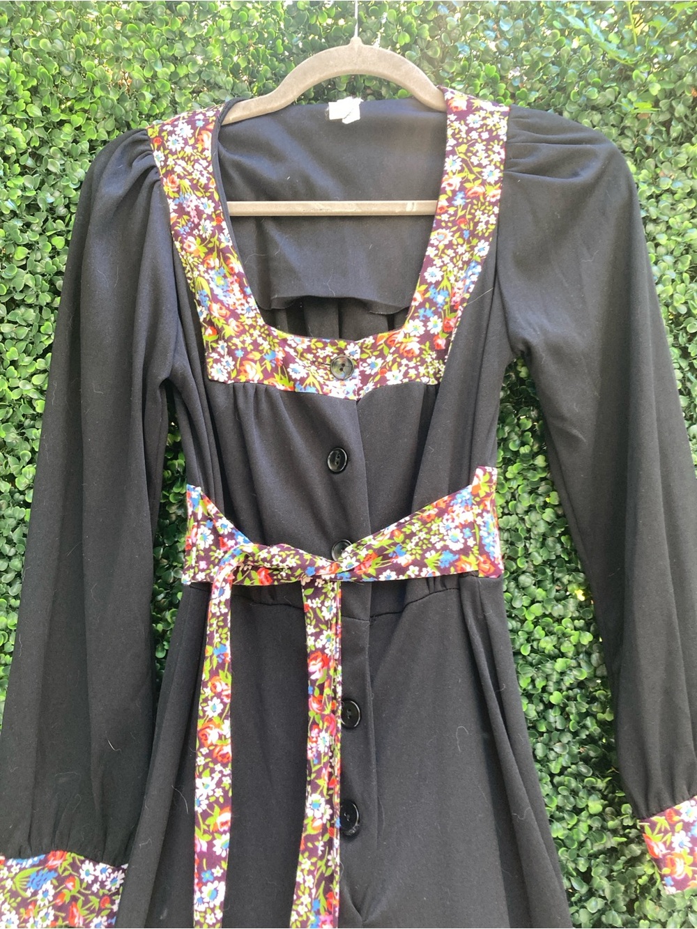 RARE Vintage 1970’s 60s Jumpsuit floral detailing print S cottage disco prairie